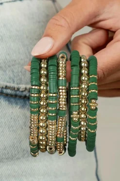 New Dear-Lover St Patricks Multi Layered Beaded Bracelet Set Vineyard Green