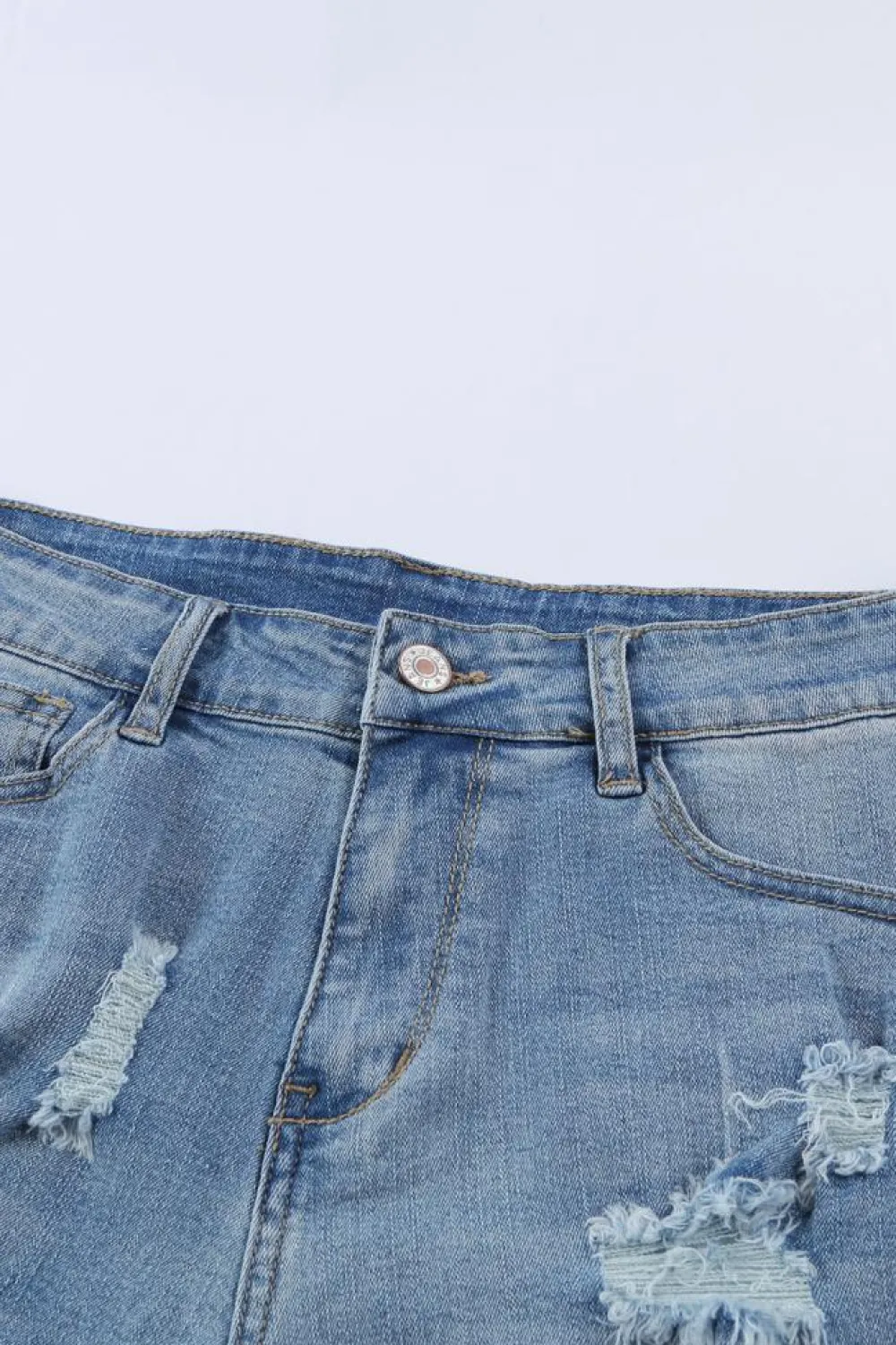 Online Dear-Lover Vintage Faded and Distressed Denim Shorts Sky Blue