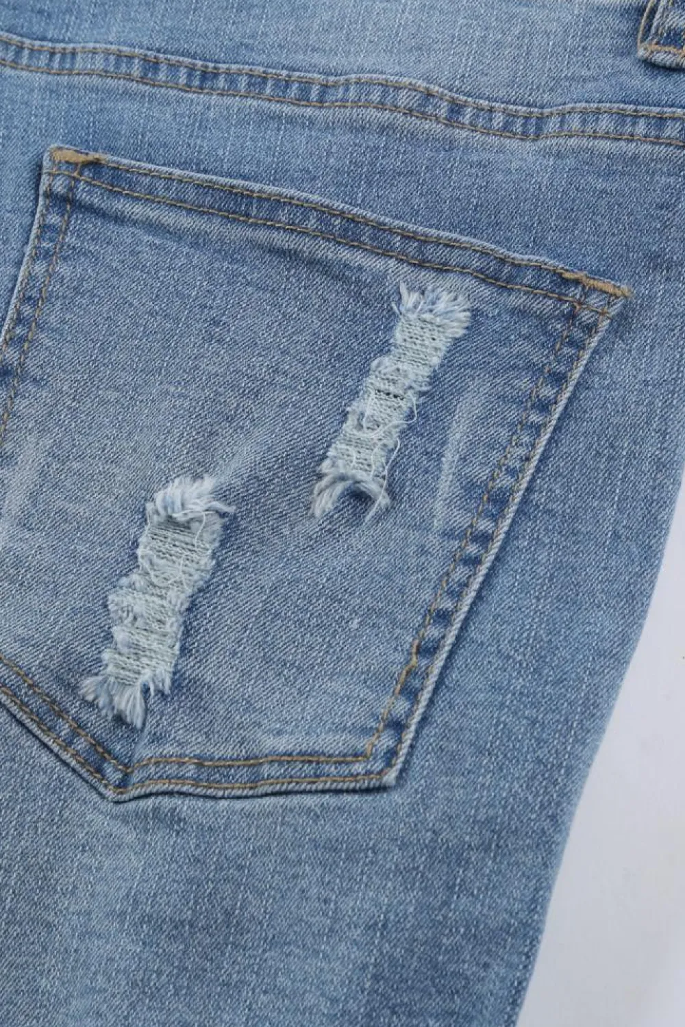 Online Dear-Lover Vintage Faded and Distressed Denim Shorts Sky Blue