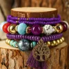 Clearance Dear-Lover 5pcs Boho Beaded Turquoise Bracelets Set Violet