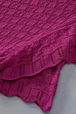 Online Dear-Lover Ruffled Short Sleeve Textured Knit Sweater Violet