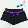 Outlet Dear-Lover Violet Strap Trim Black Women Swim Boardshort Black Purple