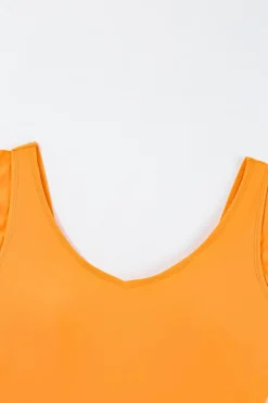 Online Dear-Lover Color Block Ruffled Knotted Backless One Piece Swimsuit Vitality Orange