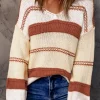 Clearance Dear-Lover V-neck Knitted Lantern Sleeve Pullover Sweater Fiery Red
