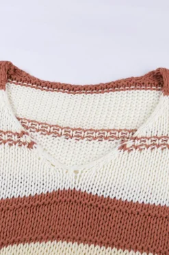 Clearance Dear-Lover V-neck Knitted Lantern Sleeve Pullover Sweater Fiery Red