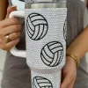 Sale Dear-Lover 40 Oz Rhinestone Volleyball Tumbler with Handle White