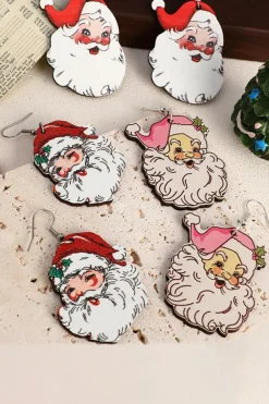 Fashion Dear-Lover 3 Pairs Christmas Santa Clause Pendant Hook Earrings White