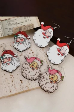 Fashion Dear-Lover 3 Pairs Christmas Santa Clause Pendant Hook Earrings White