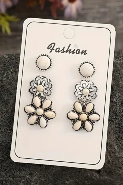 Outlet Dear-Lover 3 Pairs Western Turquoise Stud Earrings White