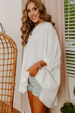 Hot Dear-Lover 3/4 Puff Sleeve Oversize Shirt White