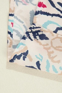 Sale Dear-Lover Abstract Printed Notched V Neck Split Half Sleeve Blouse White