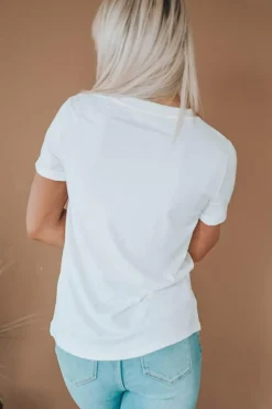 Hot Dear-Lover AMERICA Star Graphic Round Neck Tee White