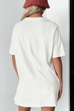 Best Dear-Lover AMERICA Stars Print Round Neck Oversized T Shirt White