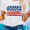 Sale Dear-Lover American Flag Graphic Fashion Tee White