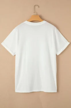 New Dear-Lover American Flag Pattern Bowknot Graphic Tee White