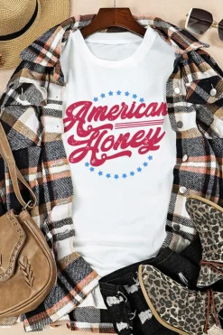 Clearance Dear-Lover American Honey Graphic Tee White
