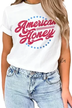 Clearance Dear-Lover American Honey Graphic Tee White