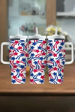 Clearance Dear-Lover American Stars Print Large Tumbler 40oz White