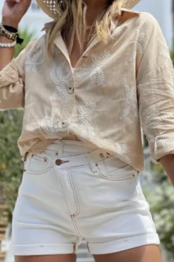Clearance Dear-Lover Asymmetric Waist Design Stylish Denim Shorts White