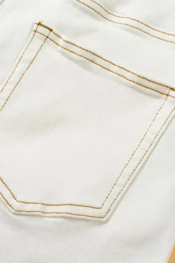 Clearance Dear-Lover Asymmetric Waist Design Stylish Denim Shorts White