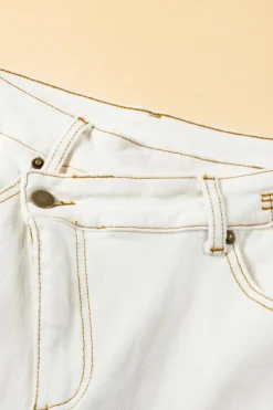 Clearance Dear-Lover Asymmetric Waist Design Stylish Denim Shorts White
