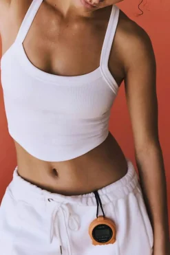 Fashion Dear-Lover Athletic Ribbed Cropped Cami Top White