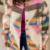 Fashion Dear-Lover Aztec Print Button Up Shacket White