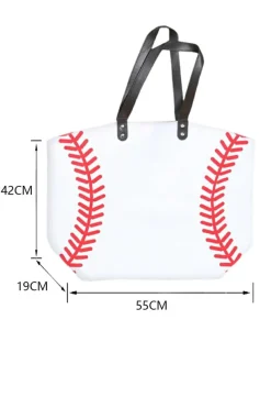 Outlet Dear-Lover Baseball Pattern Canvas Large Tote Bag White