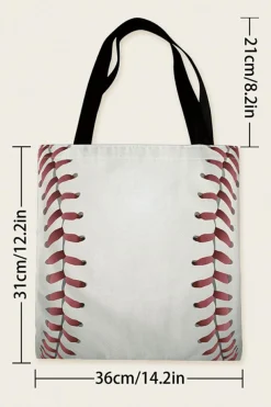 Hot Dear-Lover Baseball Print Canvas Tote Bag White