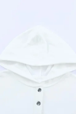 New Dear-Lover Batwing Sleeve Pocketed Henley Hoodie White