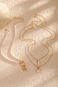 Sale Dear-Lover Beach Seashell Multi Layered Pendant Necklace White