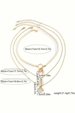 Sale Dear-Lover Beach Seashell Multi Layered Pendant Necklace White