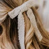 New Dear-Lover Beaded Bow Knot Hair Clip White