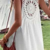 New Dear-Lover Bohemian Crochet Patchwork Sleeveless Tunic White