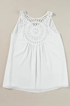 New Dear-Lover Bohemian Crochet Patchwork Sleeveless Tunic White