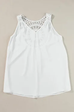 New Dear-Lover Bohemian Crochet Patchwork Sleeveless Tunic White