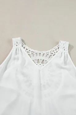 New Dear-Lover Bohemian Crochet Patchwork Sleeveless Tunic White
