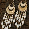 Clearance Dear-Lover Boho Beaded Tassel Alloy Charm Earrings White