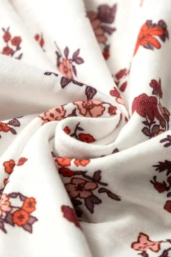 Fashion Dear-Lover Boho Floral Ruched Cinched Short Sleeve Blouse White
