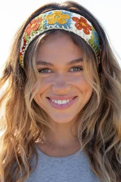 Sale Dear-Lover Boho Flower Crochet Cloth Wide Headband White