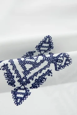 Best Dear-Lover Boho Geometric Print Bracelet Sleeve V Neck Blouse White