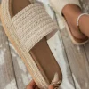 Clearance Dear-Lover Boho Woven Non-slip Wedge Slippers White