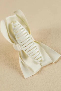 Outlet Dear-Lover Bow Decor Large Hair Claw Clip White