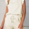 Online Dear-Lover Bow Jacquard Ruffle Sleeve Short 2pcs Outfit White
