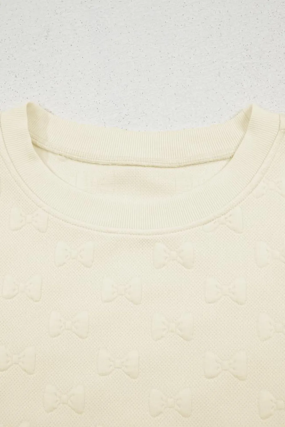 Online Dear-Lover Bow Jacquard Ruffle Sleeve Short 2pcs Outfit White