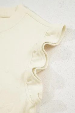 Online Dear-Lover Bow Jacquard Ruffle Sleeve Short 2pcs Outfit White