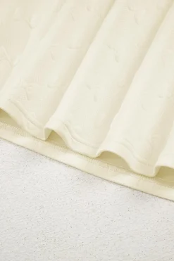 Online Dear-Lover Bow Jacquard Ruffle Sleeve Short 2pcs Outfit White