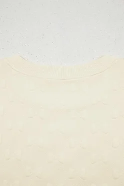 Online Dear-Lover Bow Jacquard Ruffle Sleeve Short 2pcs Outfit White