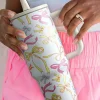 Outlet Dear-Lover Bow Knot Print Handle Straw Insulate Tumbler 40oz White