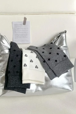 New Dear-Lover Bow Knots Ribbed Edge Crew Socks White
